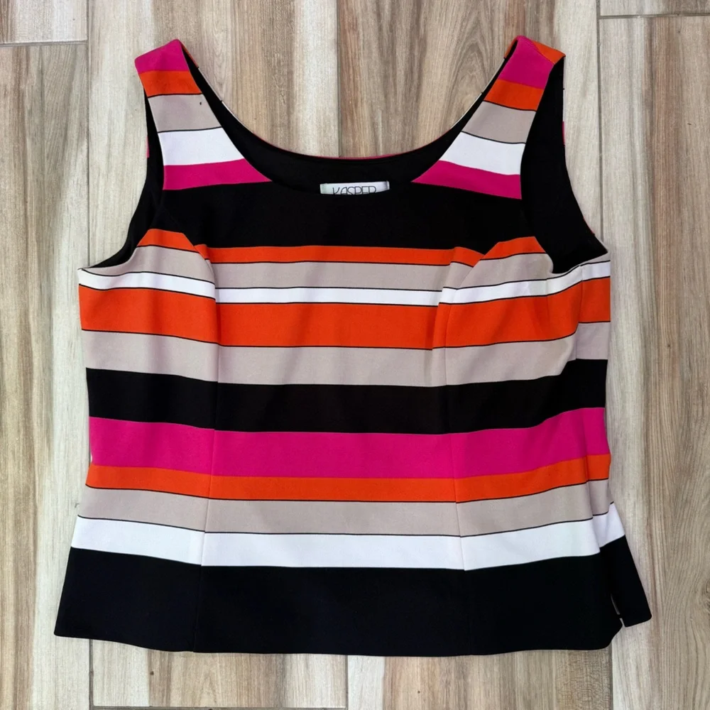 Kasper | Striped Sleeveless Top Size 14 - Picture 2 of 5